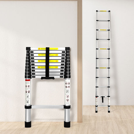 Traderight Multipurpose Ladder Telescopic 3.2M Silver 3.2 Meter-2018816847440384007