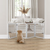 Wooden Pet Gate Dog Fence Retractable White 600x 3MM - Close-Up Angle