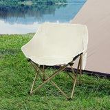 Levede Folding Camping Moon Chair Lightweight Beige - Close-Up Angle