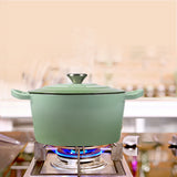 TOQUE 4L Enamel Dutch Oven Pot in Green Colour - Close-Up Angle
