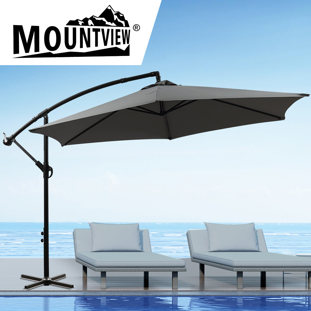 Mountview 3M Outdoor Umbrella Cantilever Grey Without Base-2018816876225892359