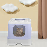 PaWz Cat Litter Box Fully Enclosed Toilet Purple - Close-Up Angle