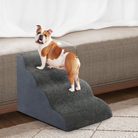 Pawz 4 Steps Pet Stairs Dog Ramp High Density Foam Grey-2018816756843417607