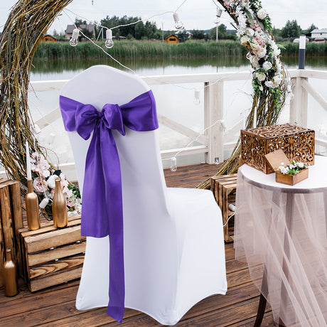 20x Table Runner Satin Chair Sashes Eggplant-2018816626832576518