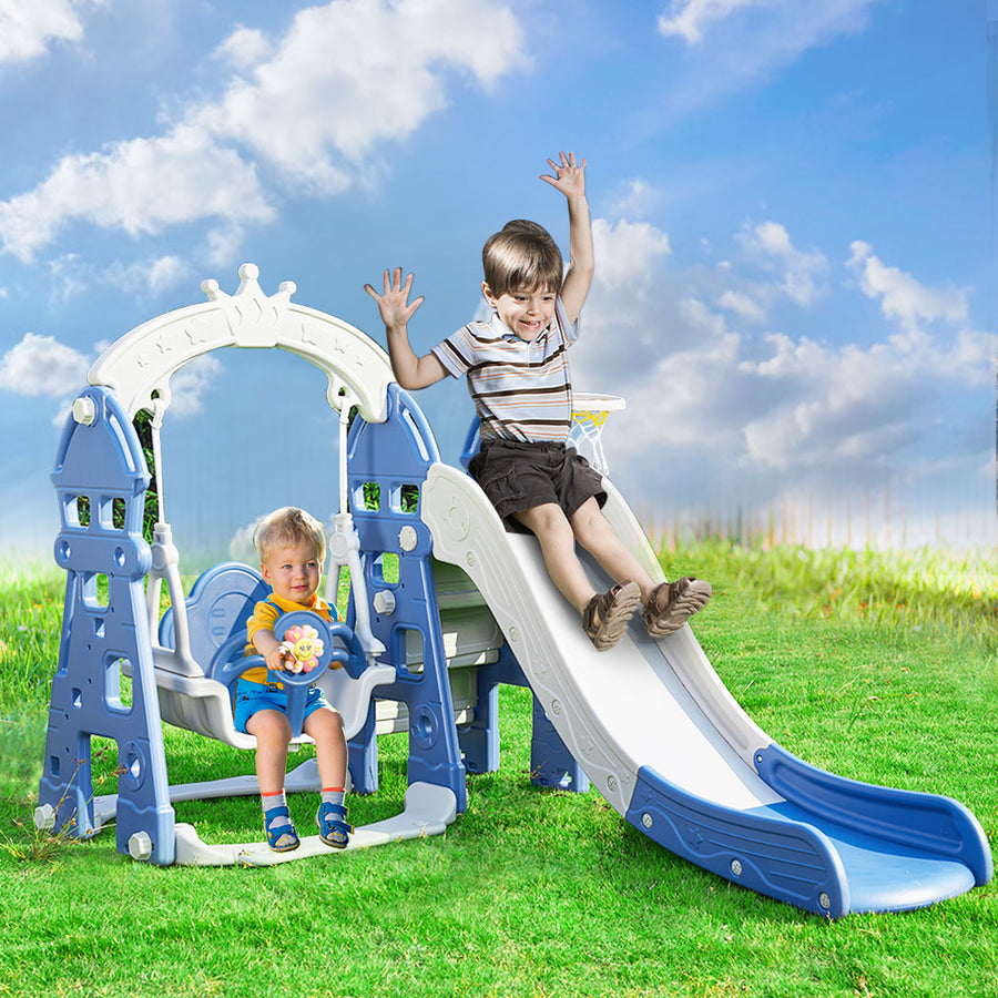 BoPeep Kids Slide Swing Basketball Ring Blue-2006733202248568839