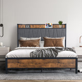 Levede Double Bed Frame Tufted Headboard USB Charge-2006732834424885255