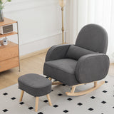 Levede Fleece Rocking Chair with footstool - Close-Up Angle