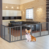 PaWz Wooden Pet Gate Dog Fence Safety Grey 100 Pack - Close-Up Angle