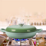 TOQUE 3.5L Enamel Dutch Oven Pan in Green Colour - Close-Up Angle