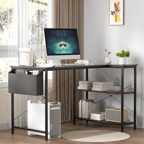 Levede L Shaped Computer Desk Corner Desk Brown-2018816895477747719