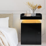 Levede Bedside Table USB Charger Outlet RGB Black-2006732841714585606