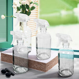 6x 500ml Clear Glass Spray Bottles Trigger - Close-Up Angle