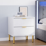 Levede Bedside Table with 2 Drawers White Metal Legs-2006732897205227526