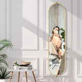 Yezi 360? Swivel Wall Mirrors 140cm x35cm Oval Shape Gold Frame-2006733285534863367
