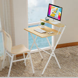 Levede Foldable Computer Desk Office Study Desk Oak - Close-Up Angle