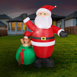 Santaco Christmas Inflatable Outdoor Santa Claus Elk 2.2M Xmas Decoration Light - Close-Up Angle