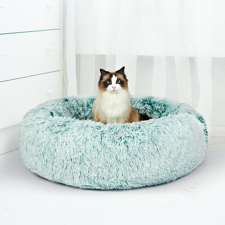 PaWz Pet Bed Cat Dog Donut Nest Calming M Teal Medium-2018816739218952199