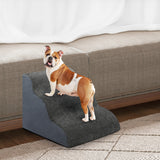 Pawz 3 Steps Pet Stairs Dog Ramp High Density Foam Grey - Close-Up Angle