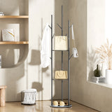 Levede Coat Rack Clothes Stand 8 Hook Organizer Black - Close-Up Angle