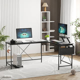 Levede Computer Desk Corner Desk Black - Close-Up Angle