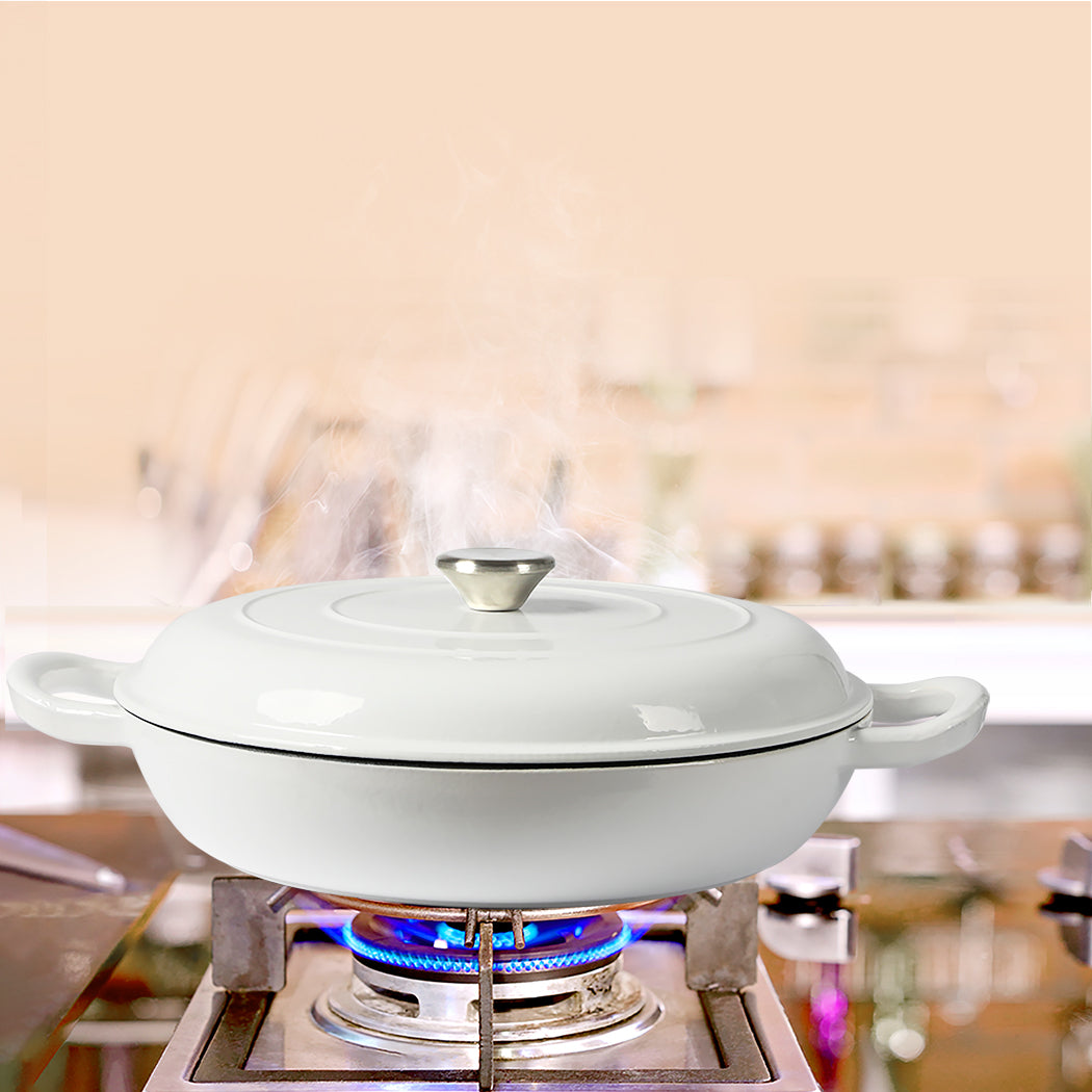 TOQUE 3.5L Enamel Dutch Oven Pan in White Colour-2018816806898241543