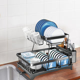 TOQUE Detachable Dish Drying Rack Cutlery Black - Close-Up Angle