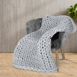 Dreamz Knitted Weighted Blanket Chunky Grey Kids - Close-Up Angle