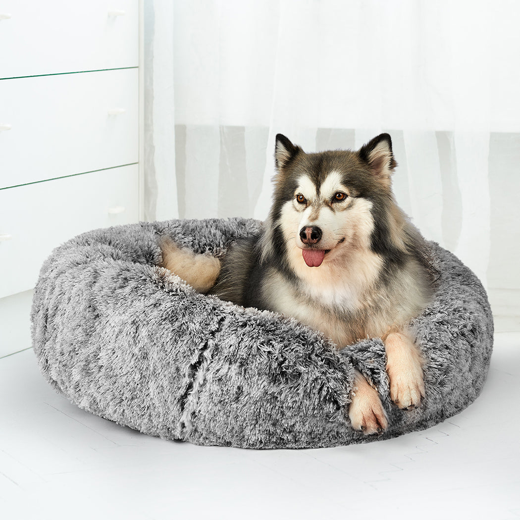 PaWz Pet Bed Cat Dog Donut Nest Calming L Charcoal Large-2018816778347614215