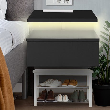 Levede 2x Bedside Tables Side Table Black-2006733164449501190