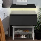 Levede 2x Bedside Tables Side Table Black - Rear View