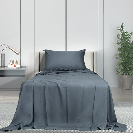Dreamz 3pcs Sinigle Size 100% Bamboo Bed Sheet Set in Charcoal Colour Single-1954802921380122631