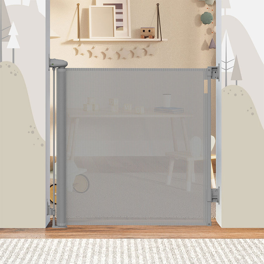 BoPeep Retractable Baby Safety Gates 150cm Grey 150 cm-2006733052298006535