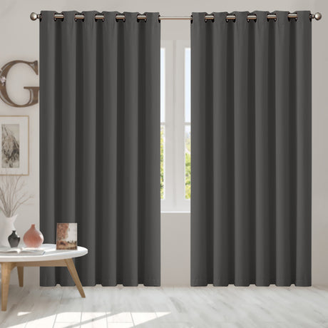 2x Blockout Curtains Panels 3 Layers Charcoal-2018816745120337926
