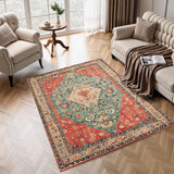 Marlow Floor Rug Vintage Polyester Washable Area Rugs - Close-Up Angle