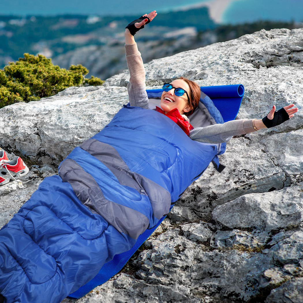 Mountview Single Sleeping Bag Bags Outdoor Blue-1954802651426328583