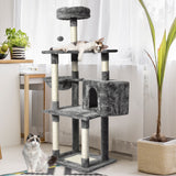 PaWz 130cm Cat Tree Toy Scratching Post Grey - Close-Up Angle