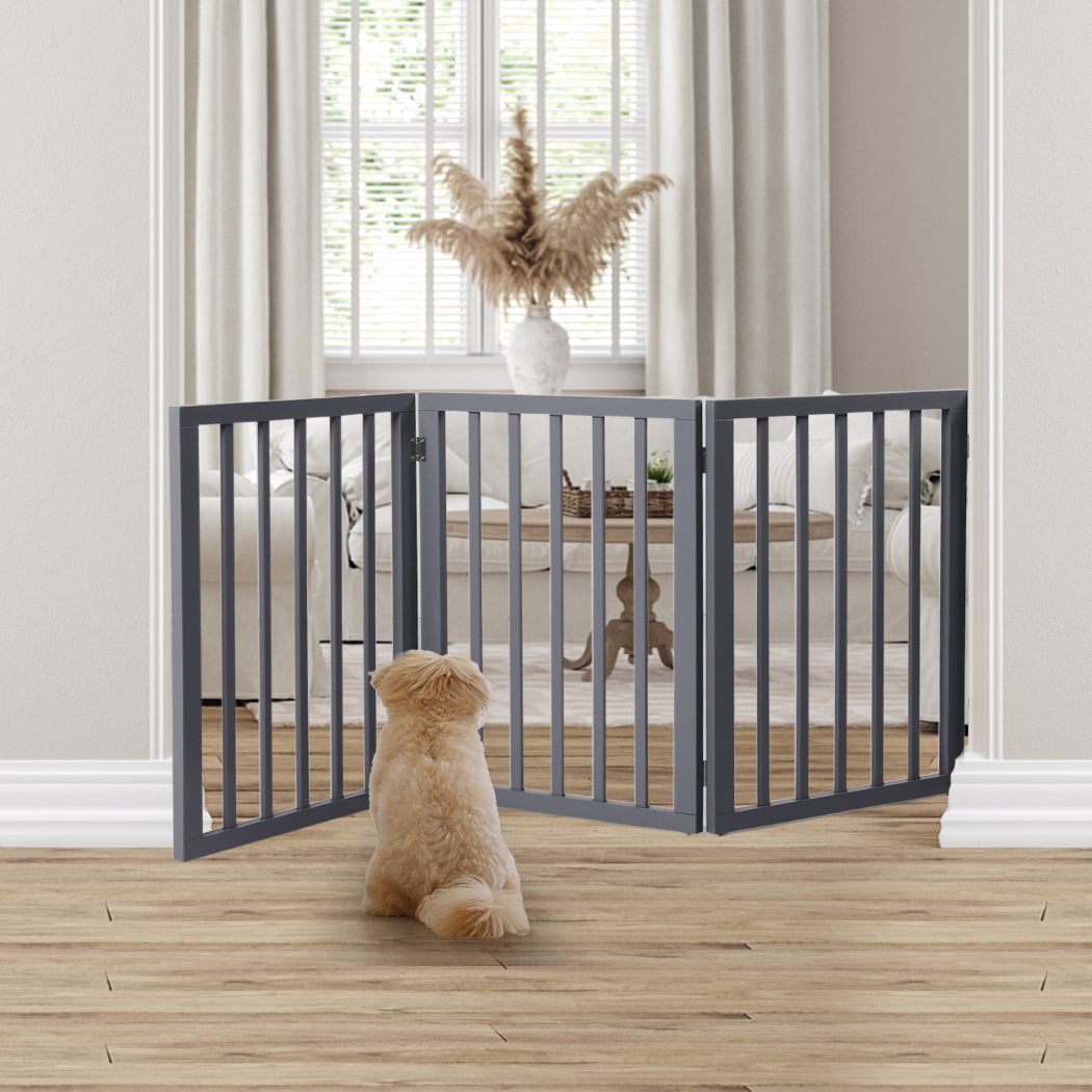 Wooden Pet Gate Dog Fence Retractable Grey 2000x 3MM-2006732963190018055
