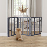 Wooden Pet Gate Dog Fence Retractable Grey 2000x 3MM - Close-Up Angle