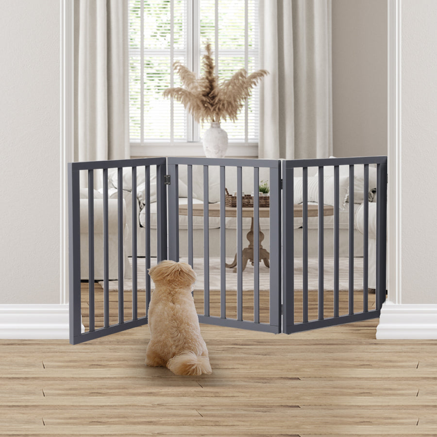 Wooden Pet Gate Dog Fence Retractable Grey 2000x 3MM-2006732963190018055