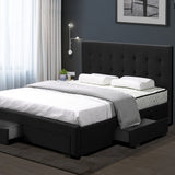 Levede Queen Bed Frame Fabric Tufted Dark Grey-2006733223215894534