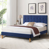 Levede Bed Frame Queen Size Mattress Blue - Close-Up Angle