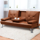 Levede Sofa Bed Adjustable Recliner Brown - Close-Up Angle