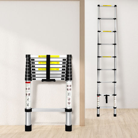 Traderight Multipurpose Ladder Telescopic 2.6M Silver 2.6 Meter-2006733178592694279