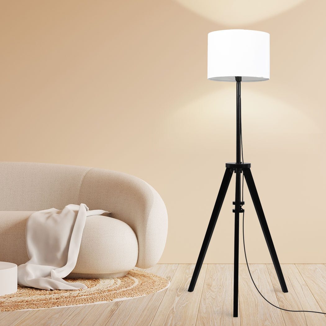 EMITTO Wooden Floor Lamp Modern Tripod Black-2006733079422570503