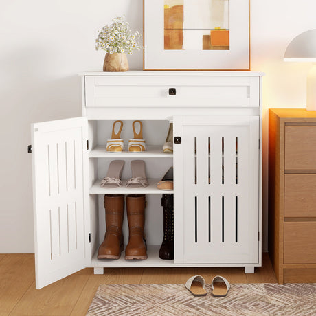 Levede Shoe Cabinet Door Storage Rack Cupboard White-2011971110060560392