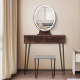 Levede Dressing Table LED Light Strip Brown - Close-Up Angle