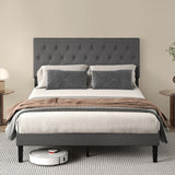Levede Bed Frame Upholstered Platform Mattress Base Queen - Close-Up Angle