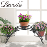 2X Plant Stand Outdoor Indoor Metal Black - Close-Up Angle
