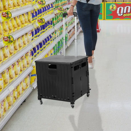 Folding Shopping Trolley Cart Portable Black-2006733034182807559