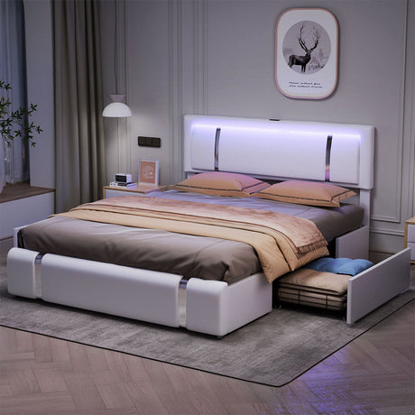 Levede Double Bed Frame With Adjustable Headboard White-2018816920018620423